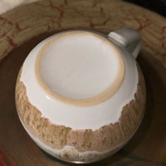 Chubby White Hand painted Mug with a handle Brown White Tan Pink Ivory - Picture 6 of 6